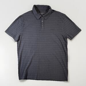 John Varvatos Star USA Mens Black Stripe Short Sleeve Polo Shirt Size M